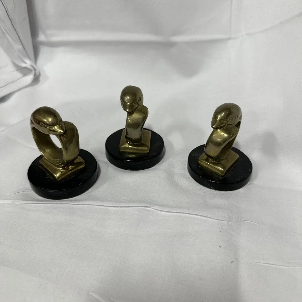 Vintage Brass Dolphin on‎ Wave Figurine Marble Base Paperweight Ocean Decor (3)